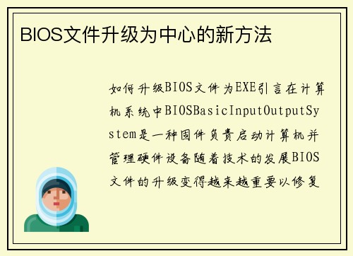 BIOS文件升级为中心的新方法